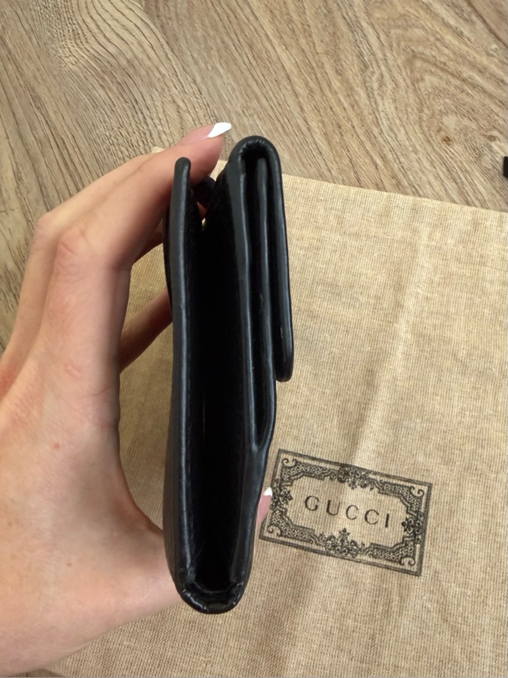 GUCCI Dollar Calfskin Interlocking G French Wallet in Black - Picture 6 of 14